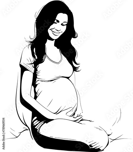 Blossom of Joy Radiant Mama to Be Emblem Maternal Magic Smiling Pregnancy Symbol