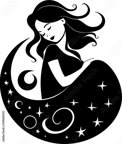 Motherhood Muse Smiling Pregnant Woman Vector Icon Expectant Harmony Joyful Pregnant Woman Logo Design