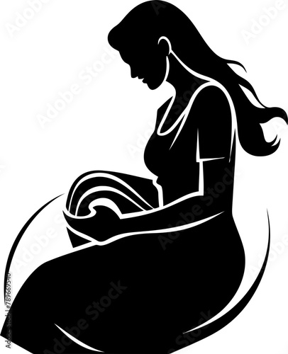Nurturing Radiance Joyful Mama to Be Icon Radiant Blossom Smiling Pregnancy Vector