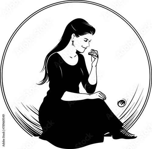 Blossoming Bliss Joyful Pregnant Woman Logo Maternal Marvel Radiant Mother to Be Symbol