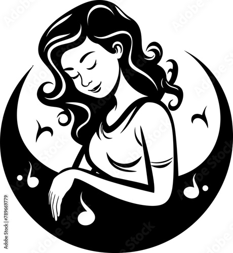 Motherly Marvel Smiling Pregnant Woman Icon in Vector Bump Blessings Joyful Pregnant Woman Logo