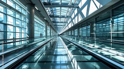 A sleek and modern airport terminal featuring expansive glass walls and futuristic design elements, creating an inviting atmosphere for travelers from around the world.