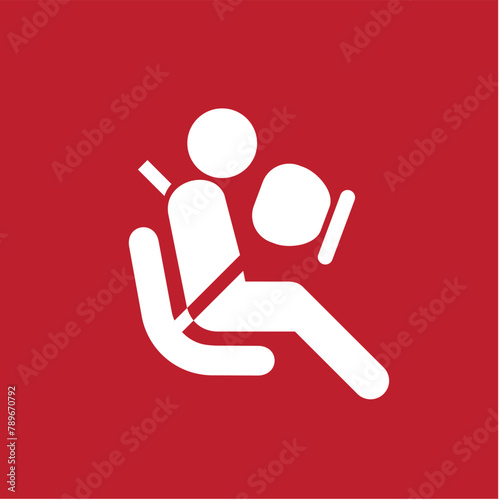 Illustration and icon of people sitting in a car driving air bag
