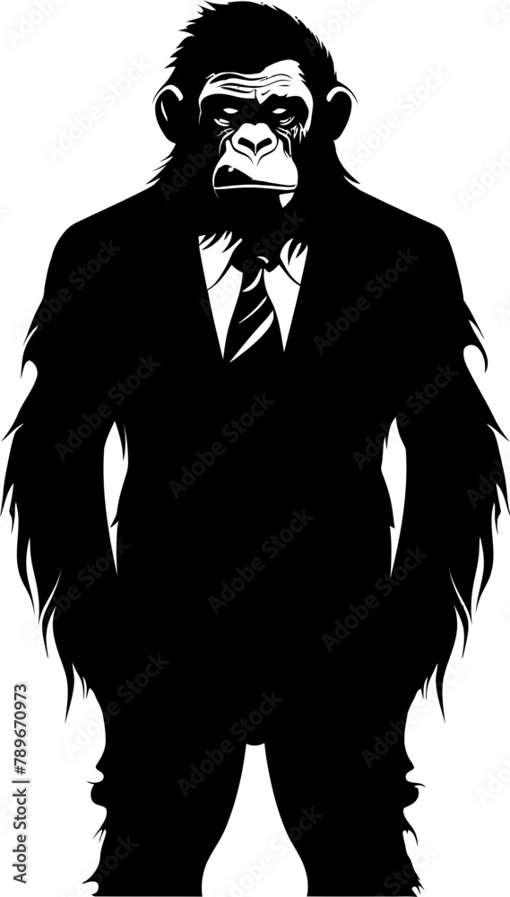 Formal Finesse Stylish Chimp in Suit Vector Emblem Elegant Evolution Suave Chimpanzee Logo Design Formal Finesse Stylish Chimp in Suit Vector Emblem Elegant Evolution Suave Chimpanzee Logo Design