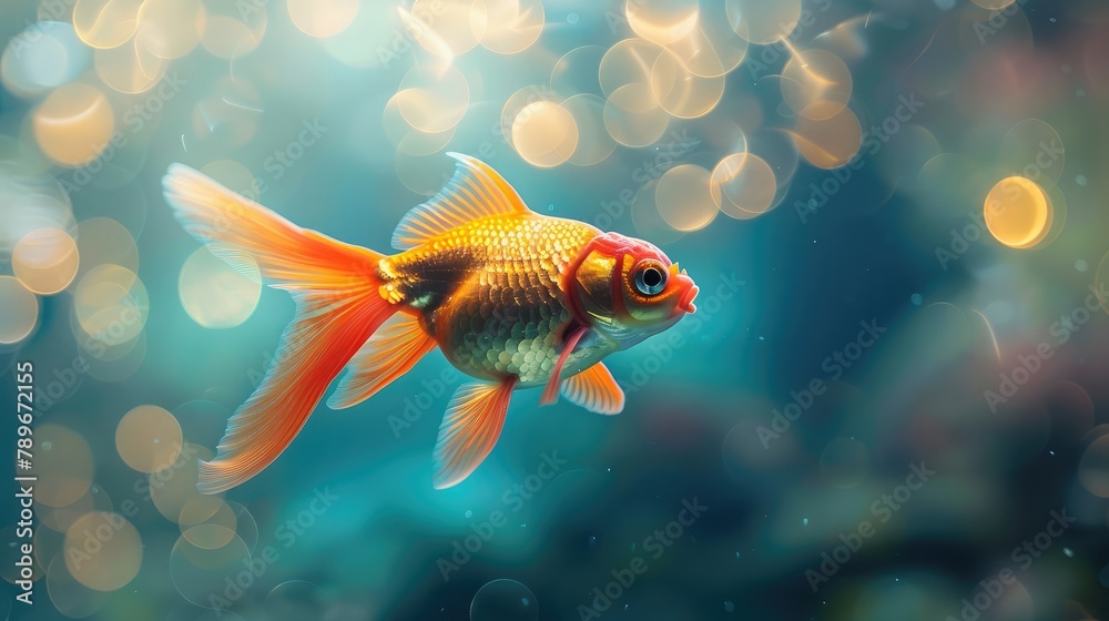 Elegant goldfish swimming gracefully in a clear pond, their shimmering scales catching the sunlight