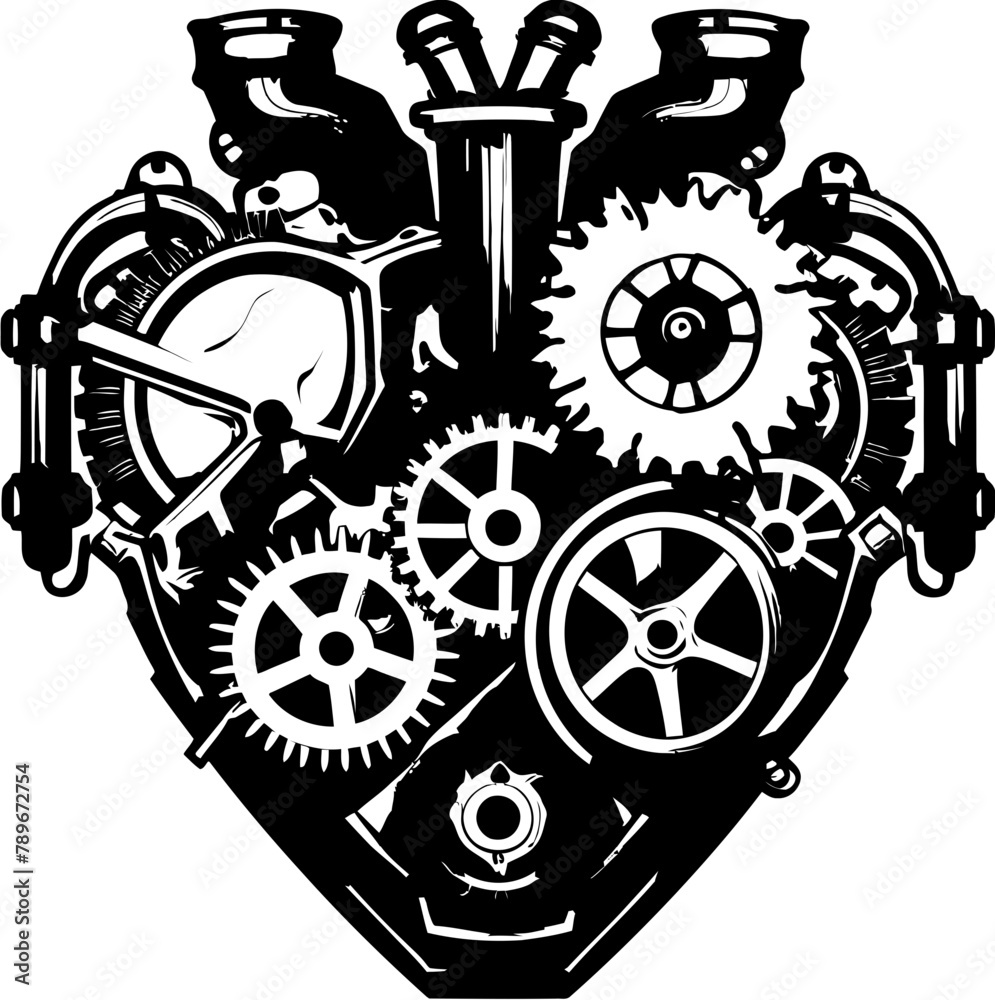 Whirring Affection Mechanical Heart Vector Design Steam Fueled Compassion Steampunk Human Heart Icon Emblem Whirring Affection Mechanical Heart Vector Design Steam Fueled Compassion Steampunk Human Heart Icon Emblem