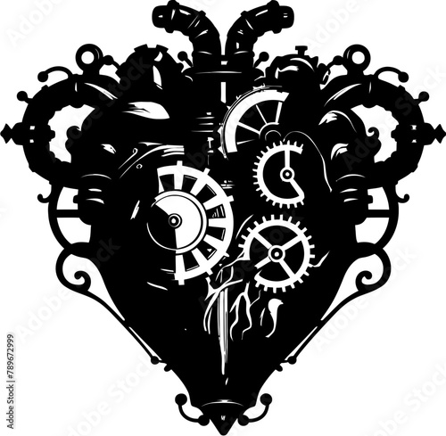 Steam Powered Love Machanical Heart Emblem Brass Beats Steampunk Human Heart Design