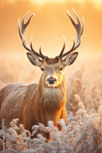 A deer standing in a field of tall grass © Alexander Chaykin