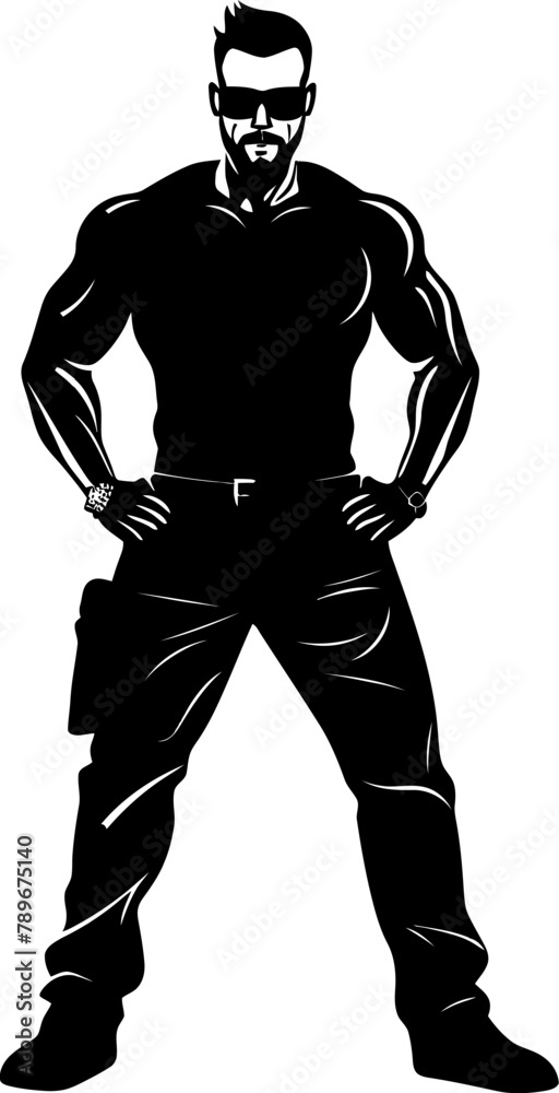 Power Pairs Muscular Man Icon Vector Mighty Jeans Jeans Pant Logo Emblem Power Pairs Muscular Man Icon Vector Mighty Jeans Jeans Pant Logo Emblem