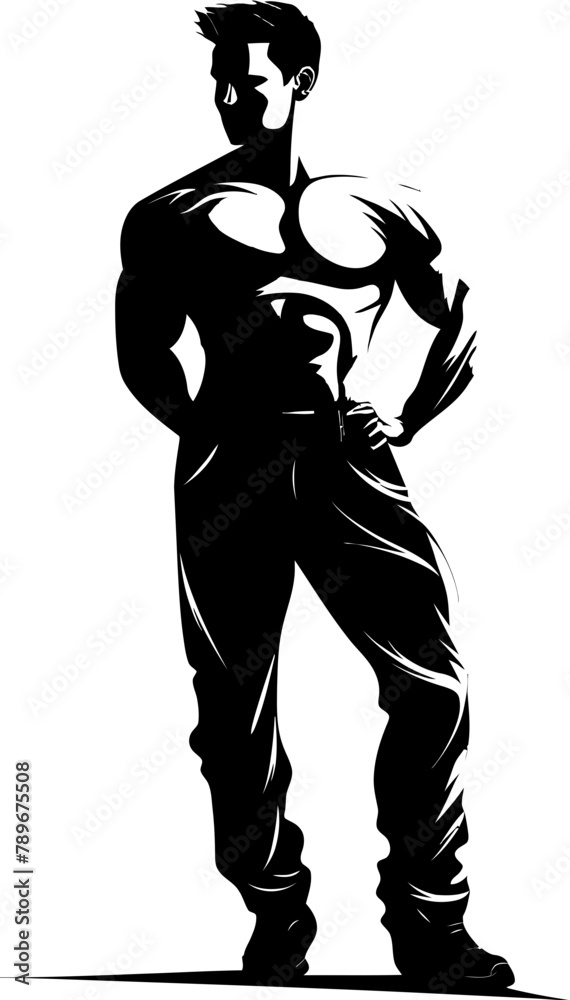 Denim Dynamics Muscular Logo Vector Icon PowerFlex Pose Muscled Emblem Design Denim Dynamics Muscular Logo Vector Icon PowerFlex Pose Muscled Emblem Design