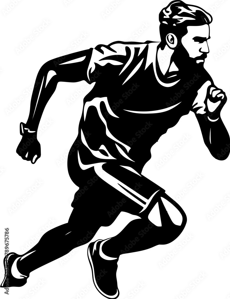 Marathon Majesty Athlete Iconic Vector Sprint Style Running Side View Emblem Design Marathon Majesty Athlete Iconic Vector Sprint Style Running Side View Emblem Design