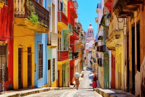 very colorful street of a caribbean city