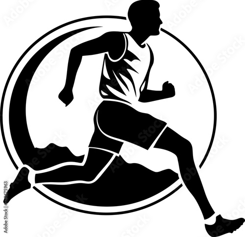 Speed Sprinter Athlete Icon Design Endurance Emblem Marathon Runner Icon Vector