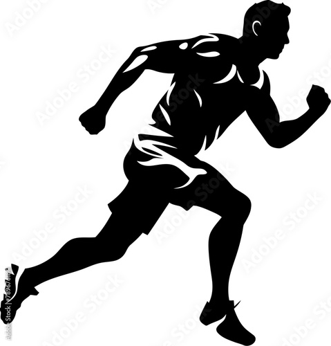 Marathon Majesty Athlete Emblem Symbol Fast Track Running Icon Vector Design