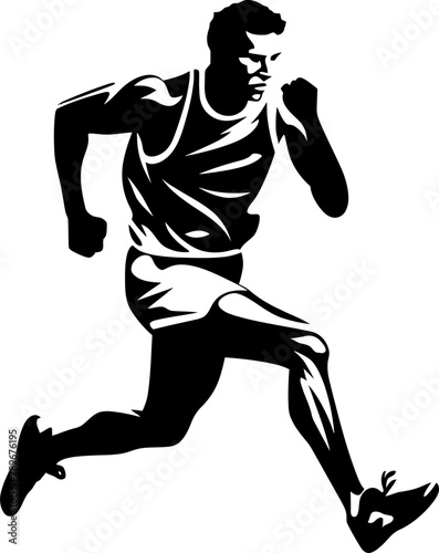 Marathon Momentum Runner Side View Emblem Design Speed Surge Running Icon Symbol