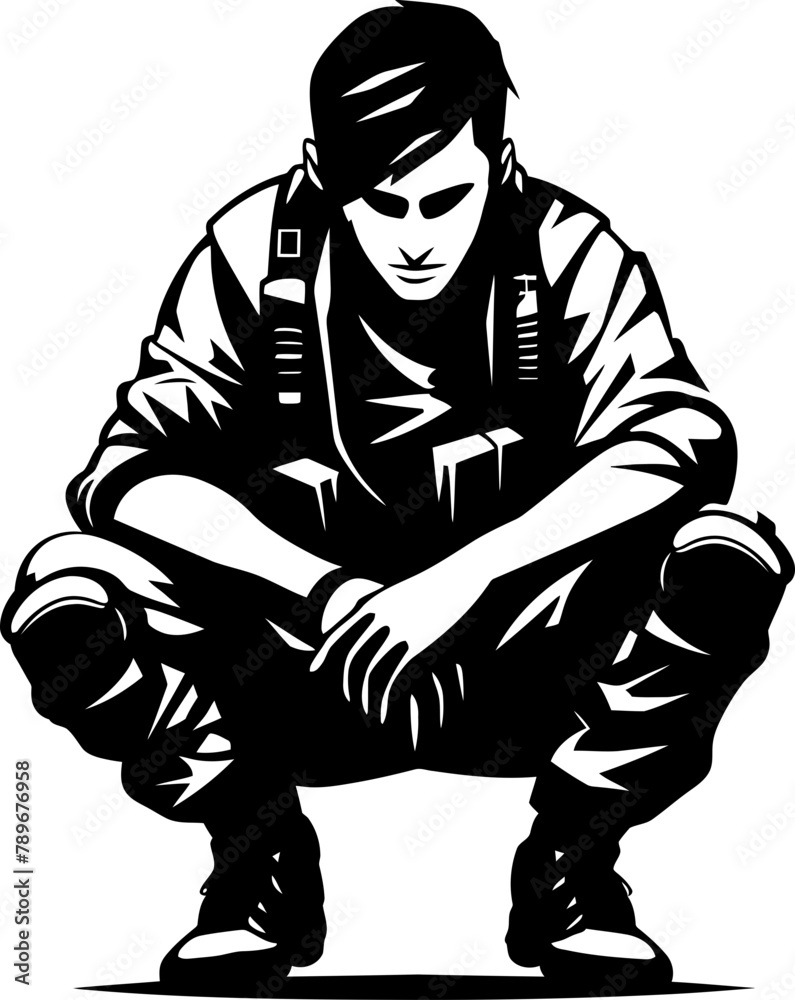 Honor Hymn Soldier Emblem Icon Guardian Gratitude Kneeling Soldier Symbol Design Honor Hymn Soldier Emblem Icon Guardian Gratitude Kneeling Soldier Symbol Design