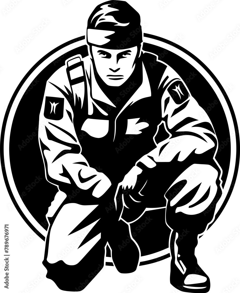 Honor Hero Military Vector Icon Guardian Grateful Soldier Emblem Design