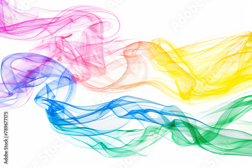 colorful smoke waves on white background
