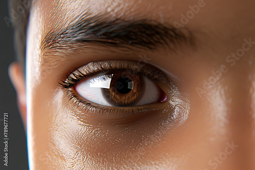 detail shot of a brunette woman's eye with brown eyes