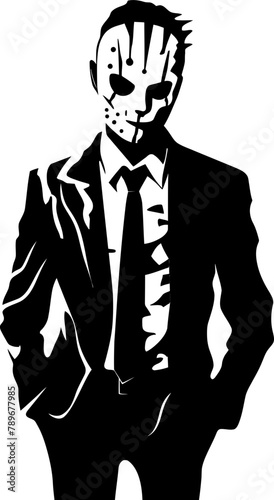 Sinister Shadow Murderer Iconic Logo Nightmarish Nemesis Killer Symbol Vector