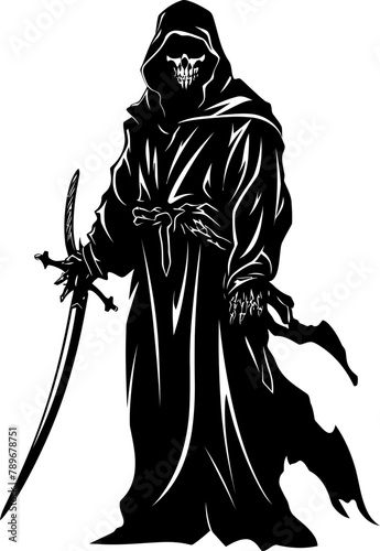 Phantom Fighter Reaper Weapon Emblem Eerie Enforcer Grim Reaper Weapon Vector