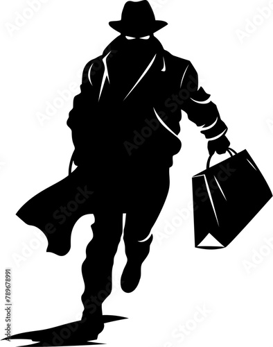 Filched Fortune Stolen Bag Icon Design Bandits Booty Robber with Stolen Bag Symbol