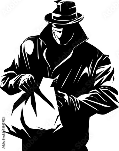 Shadowy Swag Stolen Bag Icon Symbol Bandits Bounty Robber Emblem Vector