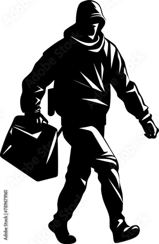 Sneaky Sack Robber Emblem Icon Covert Capture Stolen Bag Icon Vector