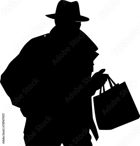 Ghostly Grasp Robber with Stolen Bag Vector Silent Sack Stolen Bag Emblem Design
