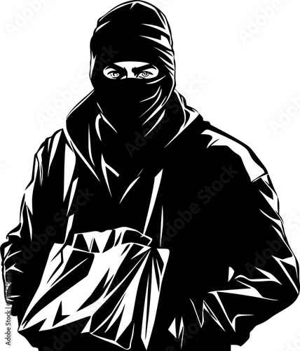 Concealed Cargo Stolen Bag Icon Emblem Midnight Marauder Robber with Loot Vector