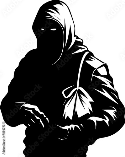Grabbed Goods Stolen Bag Symbol Crooks Catch Robber with Stolen Bag Icon