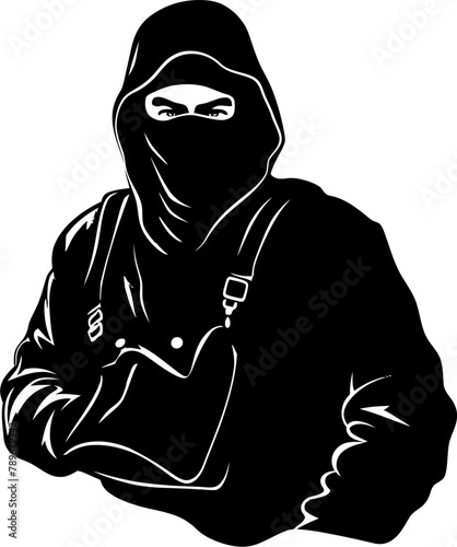 Crooks Catch Robber with Stolen Bag Icon Spoils of Crime Stolen Bag Vector Logo