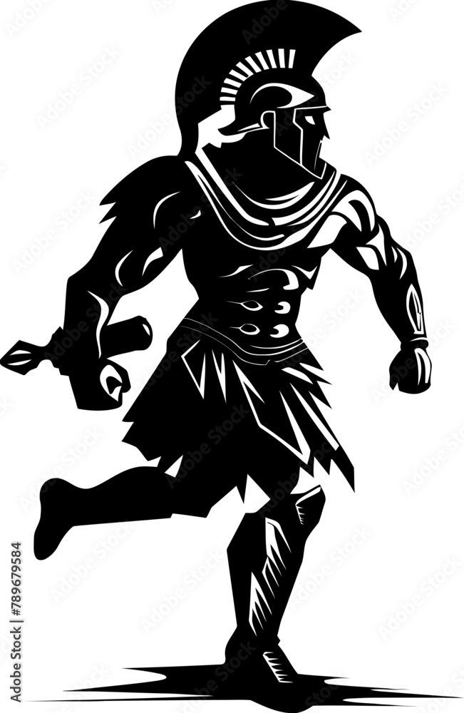Fototapeta premium Speedster Swordsman Gladiator Warrior Emblem Racing Roman Running Gladiator Icon