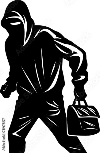 Larceny Looter Stolen Bag Symbol Swiped Satchel Robber with Stolen Bag Icon