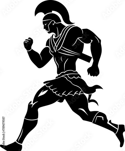 Speedy Spartan Gladiator Warrior Vector Logo Sprinting Gladiator Warrior Emblem Vector