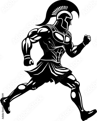 Fototapeta Naklejka Na Ścianę i Meble -  Swift Spartan Stride Gladiator Emblem Icon Fleet footed Fury Running Warrior Vector Logo