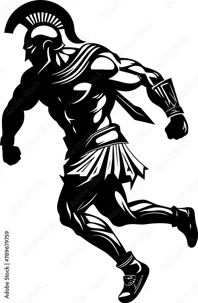 Fototapeta premium Dynamic Legionnaire Running Gladiator Emblem Design Swift Stride Sentinel Gladiator Icon Emblem