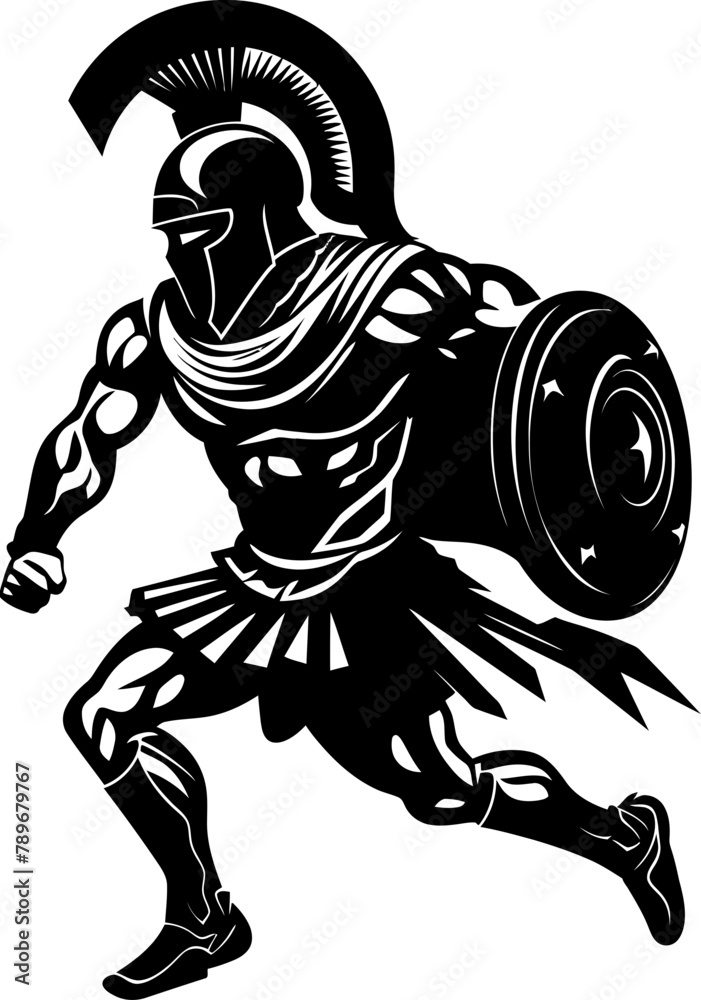 Fototapeta premium Speedy Spartan Gladiator Warrior Vector Logo Agile Avenger Running Gladiator Emblem