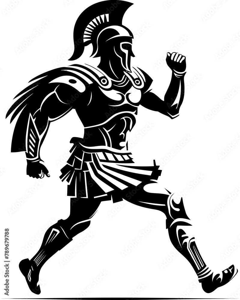 Fototapeta premium Swiftness Sentinel Warrior Vector Icon Sprinting Spartan Gladiator Warrior Emblem