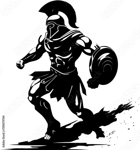 Dynamic Legionnaire Running Warrior Emblem Design Swift Stride Sentinel Gladiator Sprint Icon