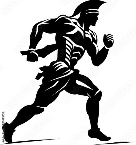 Speedy Stride Sprinter Gladiator Icon Design Dynamic Legionnaire Warrior Sprint Vector Logo