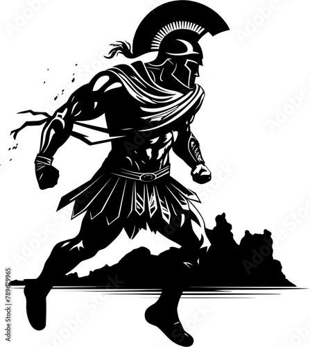 Swift Legionnaire Running Warrior Icon Fleet footed Fighter Gladiator Vector Logo