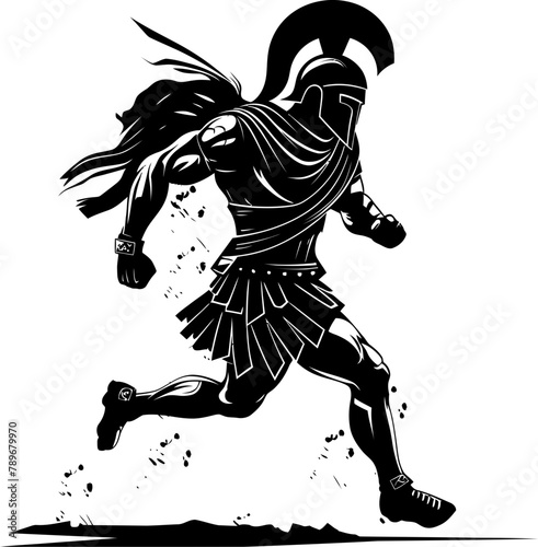 Dynamic Legionnaire Running Gladiator Icon Design Agile Arena Assault Gladiator Warrior Vector