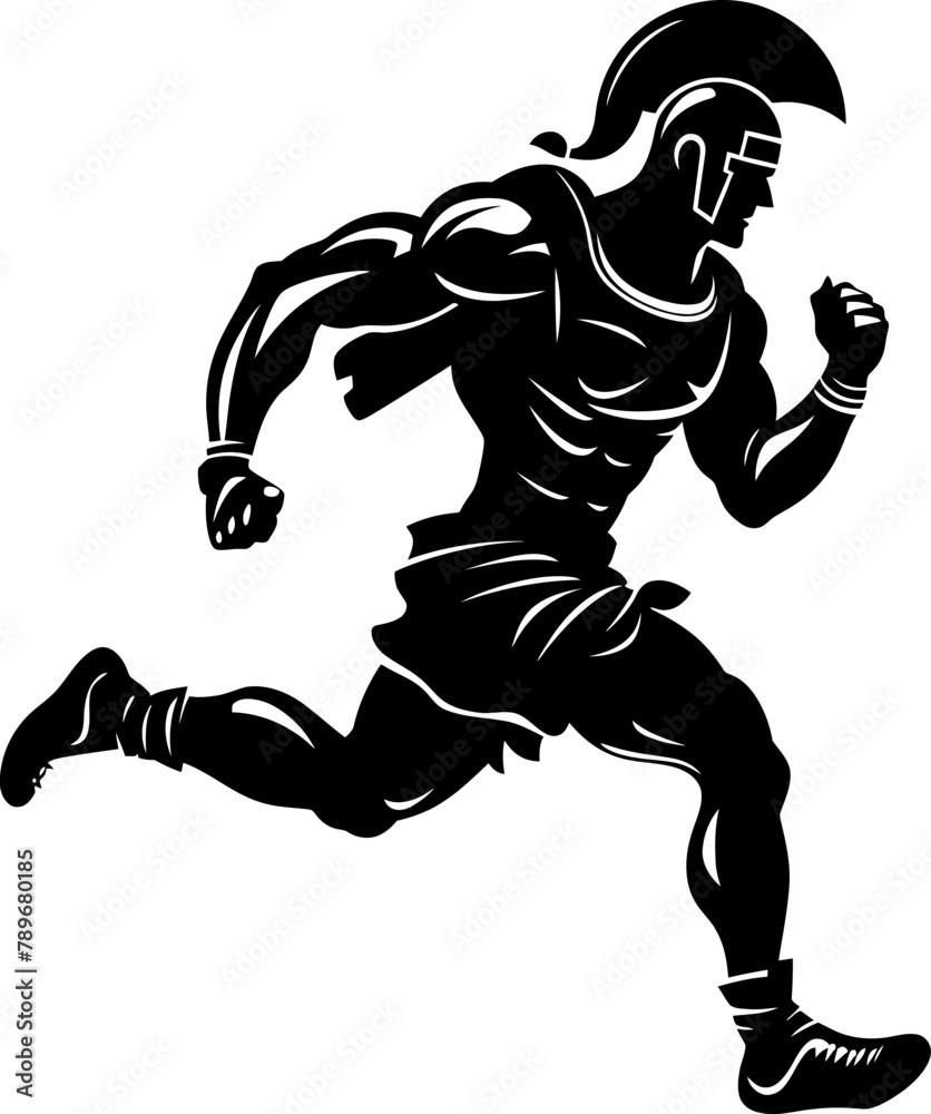 Fototapeta premium Agile Arena Champion Gladiator Emblem Design Swift Legionnaire Running Warrior Icon