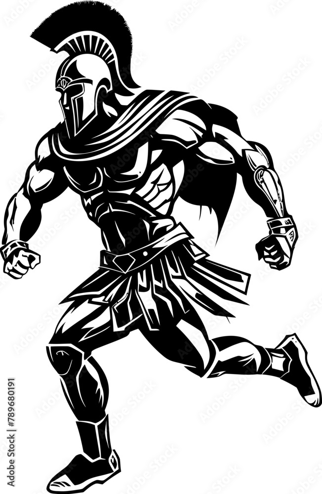 Fototapeta premium Sprinting Sentinel Gladiator Emblem Design Rapid Runners Resolve Running Warrior Icon
