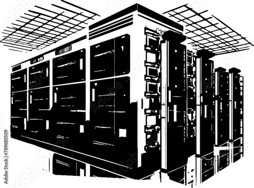 Techno Crop Data Center Emblem Information Orchard Server Farm Vector