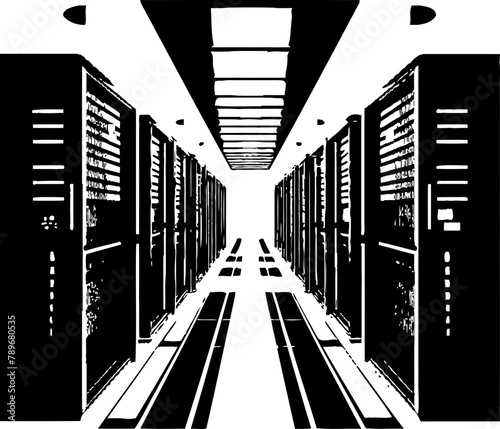 Digital Acres Server Farm Symbol Cyber Orchard Data Center Vector
