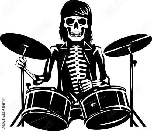 Marrow Melodies Drummer Vector Symbol Drumming Dead Rock Musician Logo Design
