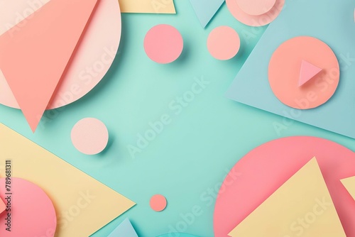 pastel colored abstract paper shapes background geometric design concept illustration