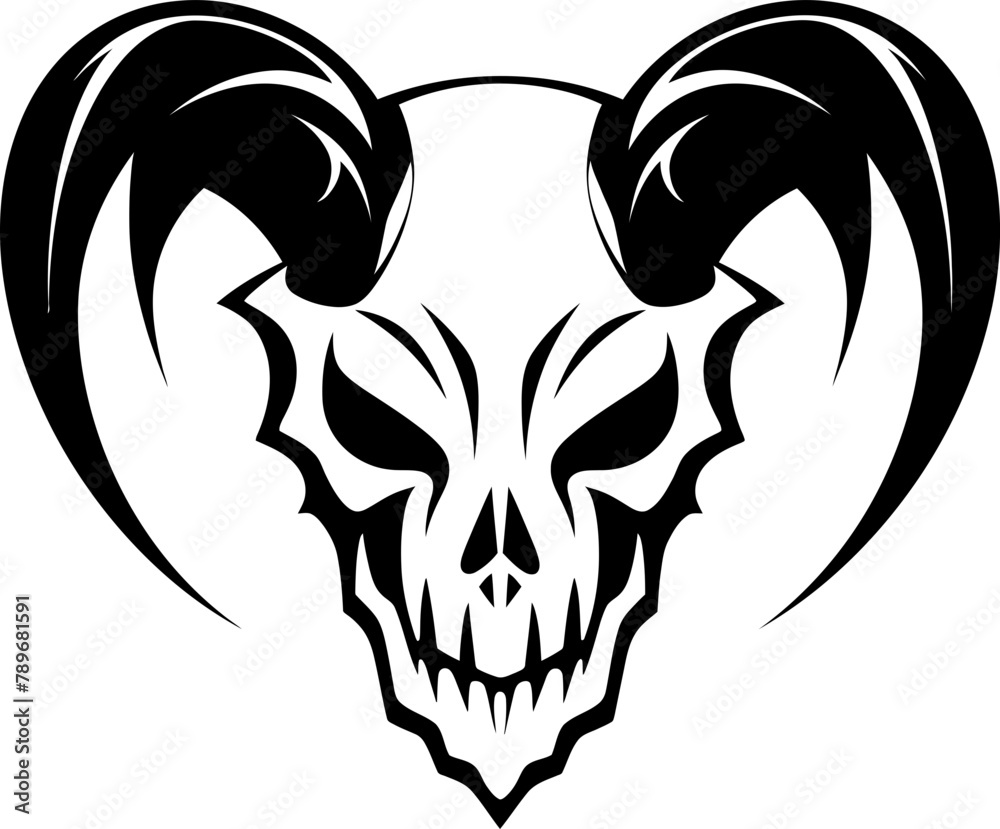 Devilish Domain Horned Skull Vector Infernal Incarnation Skull Logo Icon Devilish Domain Horned Skull Vector Infernal Incarnation Skull Logo Icon